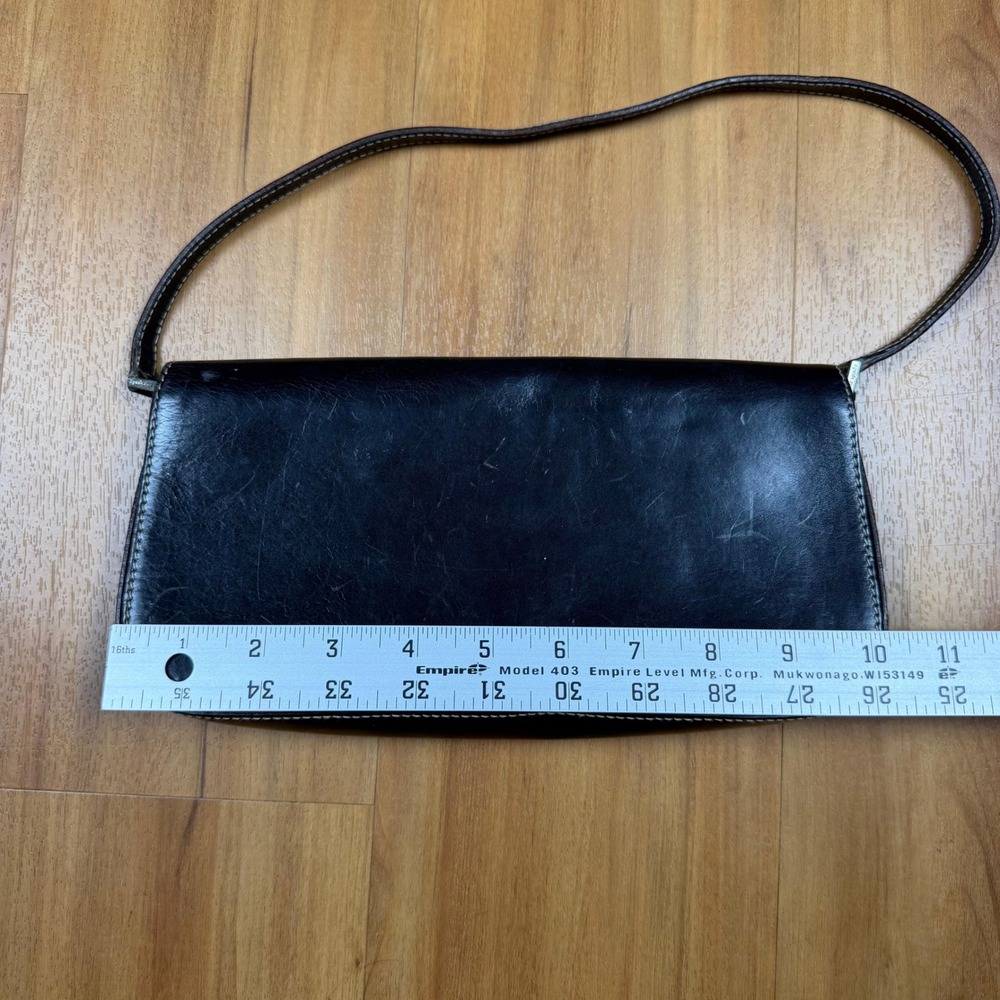 Kate Spade New York Vintage Black Leather Shoulder Bag Made in Italy 11232 - Picture 11 of 12